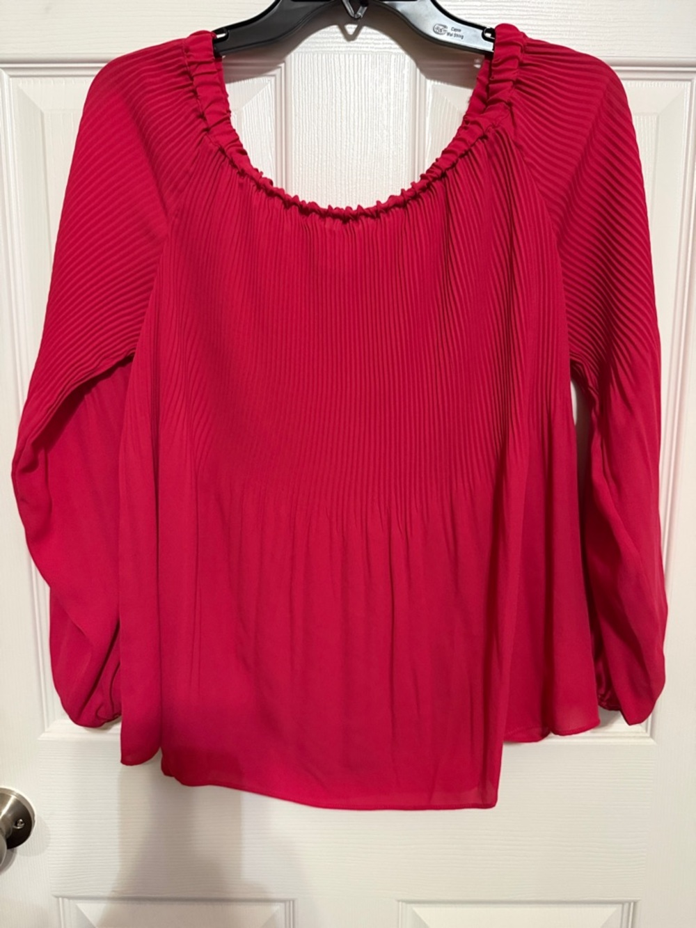 Michael Kors Hot Pink Pleated Long-Sleeve Blouse